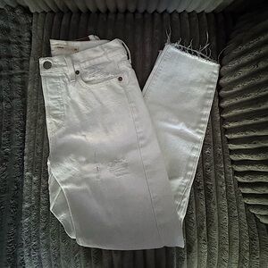 Levi’s White Straight Leg Distressed Jeans
